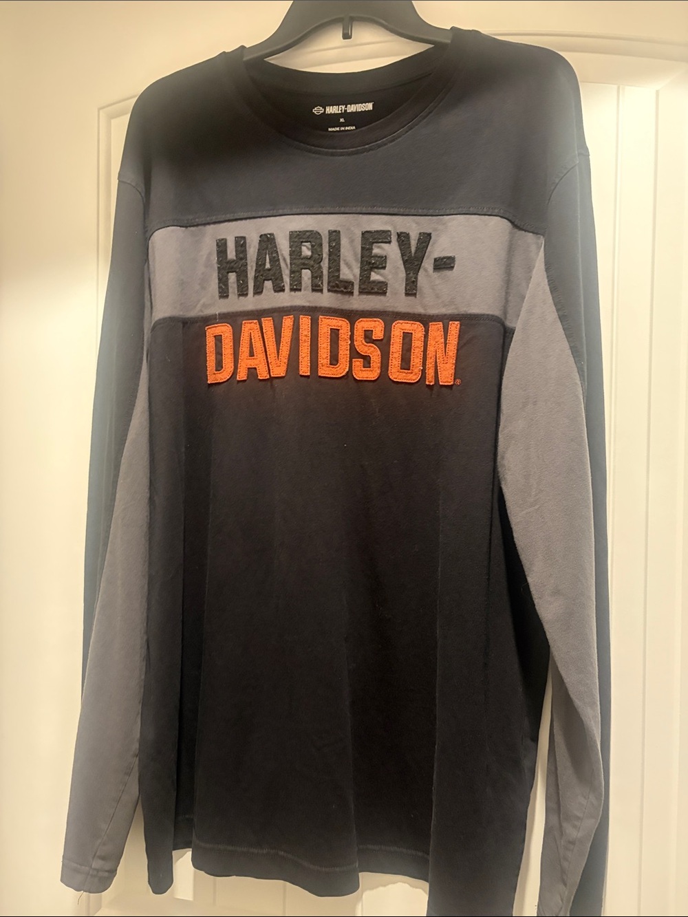 Harley-Davidson Black, Gray & Orange Crewneck Pullover